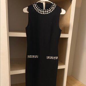Michael Kors Black Midi Dress with Silver Accents